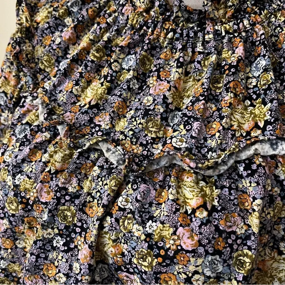 Mock neck floral loose‎ fit long sleeve blouse - Picture 4 of 13